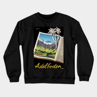 Adelboden, Switzerland, Vintage Travel Ski Poster Crewneck Sweatshirt